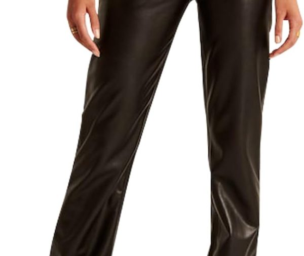 Women's High Waist Faux Leather Pants Straight Leg Jeans Leather Look Pants