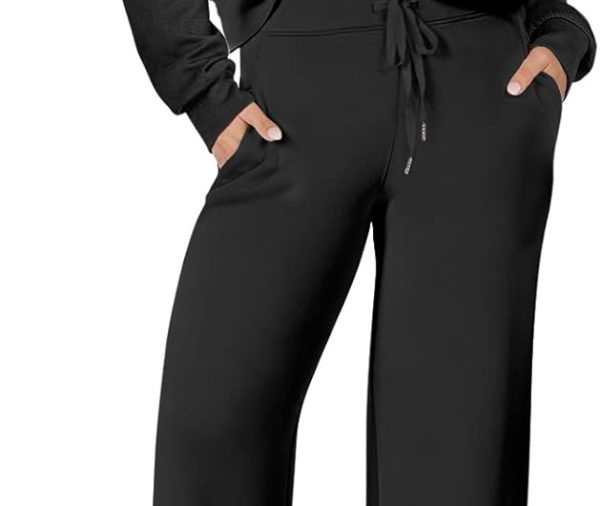 Women 2 Piece Outfits 2025 Fall Fashion Airport Wide Leg Pants Lounge Set Leisure Travel Vacation Clothes Sweatsuits