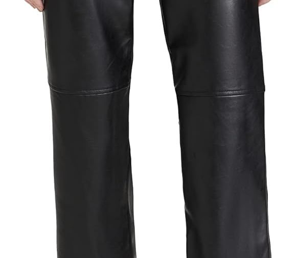 Womens Luxury Clothing  Straight Leg Vegan Leather Pants, Pants