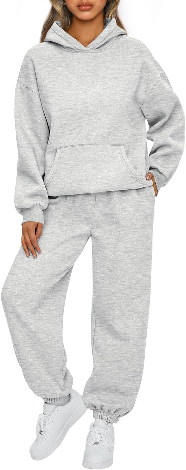 Womens 2 Piece Outfits Lounge Hoodie Sweatsuit Sets Sweatshirt Baggy Fall Fashion Sweatpants with Pockets