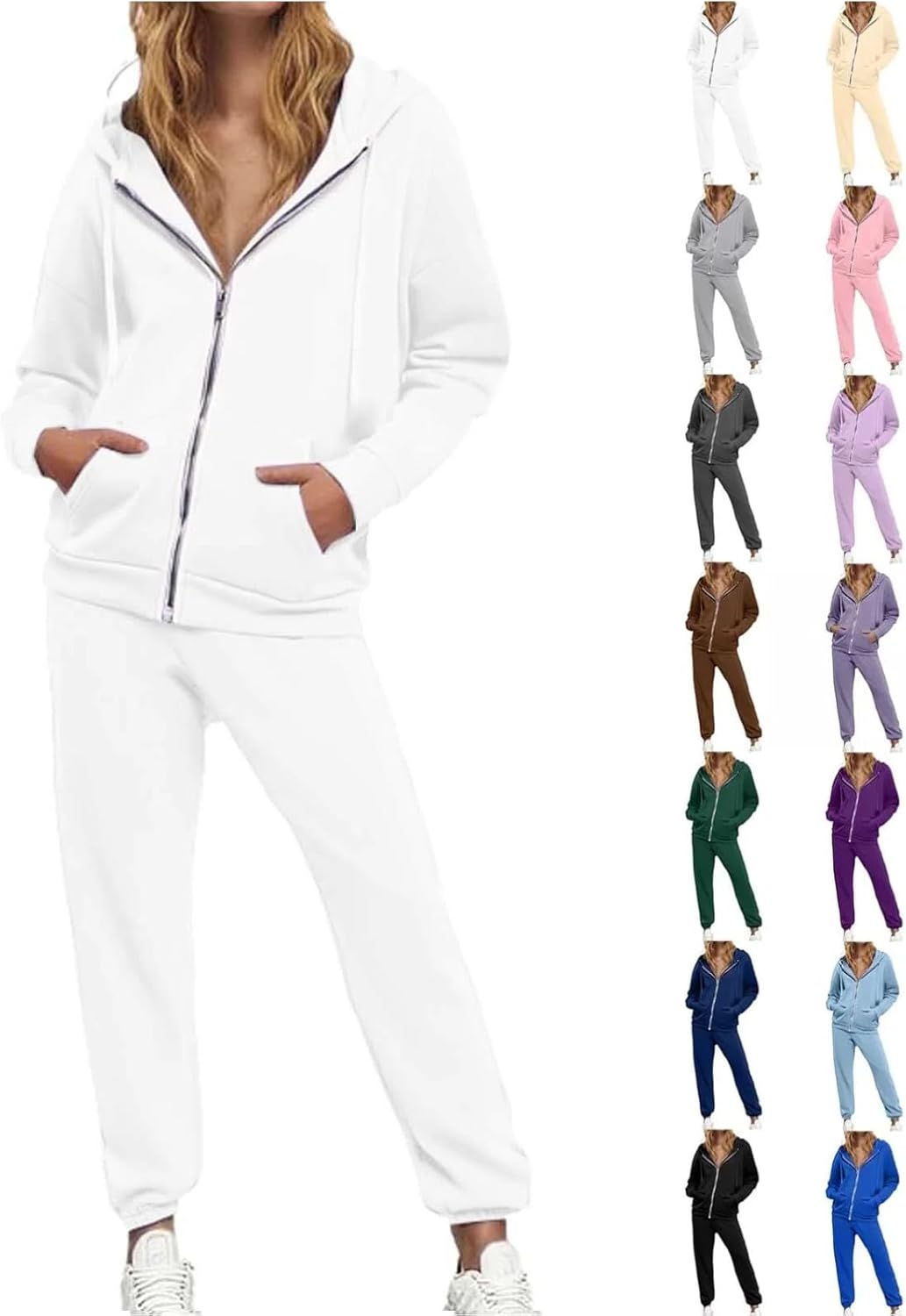 Womens Sweatsuits 2 Piece Set Tracksuit 2025 Trendy Fall Long Sleeve Zip Up Sweatshirt And Sweatpants Jogger Sweatsuit