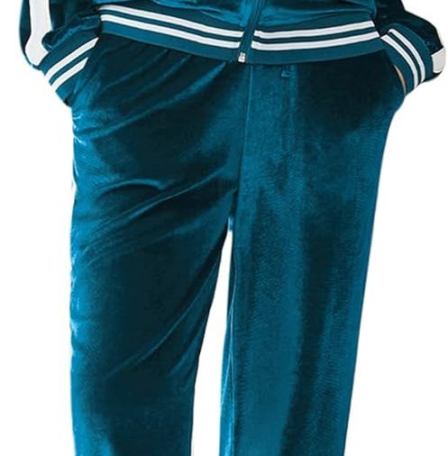 Women's Velvet Velor Tracksuits 2 Piece Lounge Outfits Zip Up Sweatshirt and Sweatpants with Pockets S-3XL