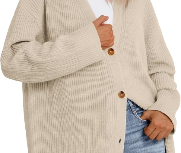 Women Oversized Cardigan Sweater 2025 Fall Outfits Cloth Fashion V Neck Knit Button Front Casual Trendy Tops