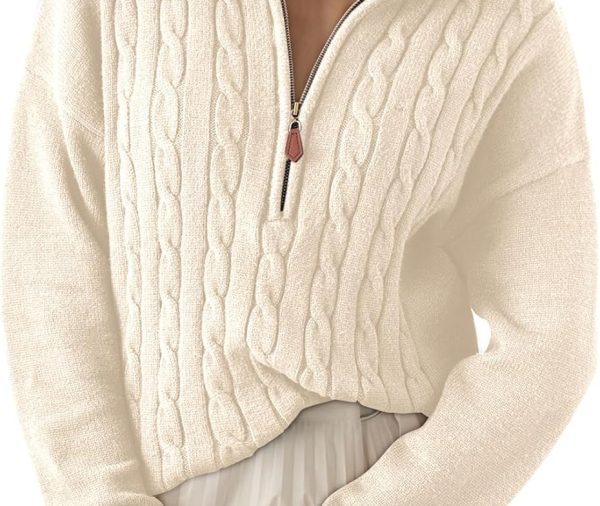 Women's Sweaters 2025 Fall Winter Quarter Zip Casual Ribbed Knitwear Pullover