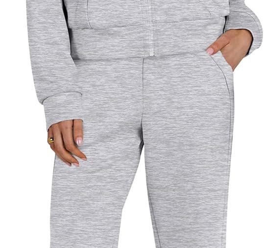 Lounge Sets for Women 2 Piece Outfits Sweatsuit Fall Zip Up Sweatshirts Wide Leg Pants Matching Sweat Set Tracksuit
