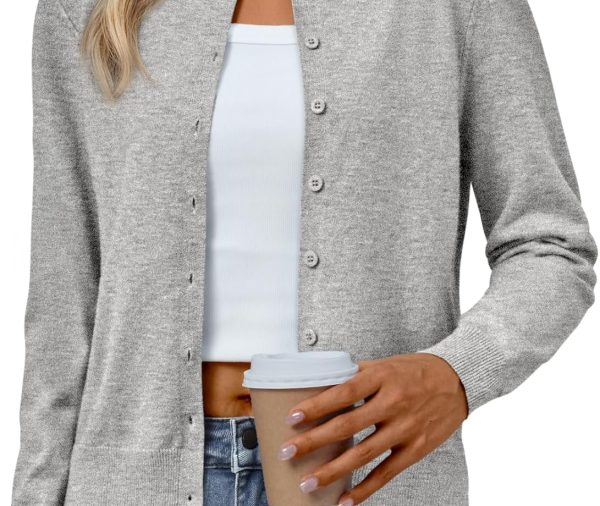 Womens Cardigan Sweaters Lightweight Crew Neck Long Sleeve Outfits Fall Fashion 2025 Clothing