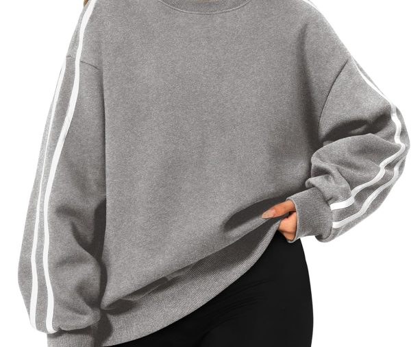 Womens Oversized Sweatshirts 2024 Casual Fall Crew Neck Color Block Long Sleeve Loose Pullover Top Y2K Clothes