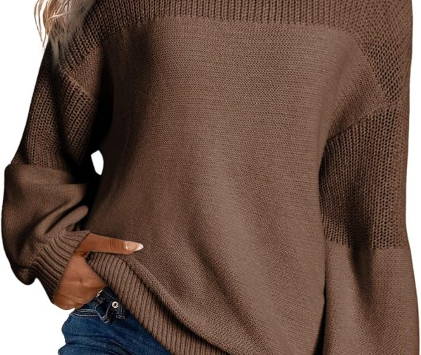 Women's Casual Long Sleeve Sweaters Loose Crewneck Knit Solid Pullover Sweater Jumper Tops
